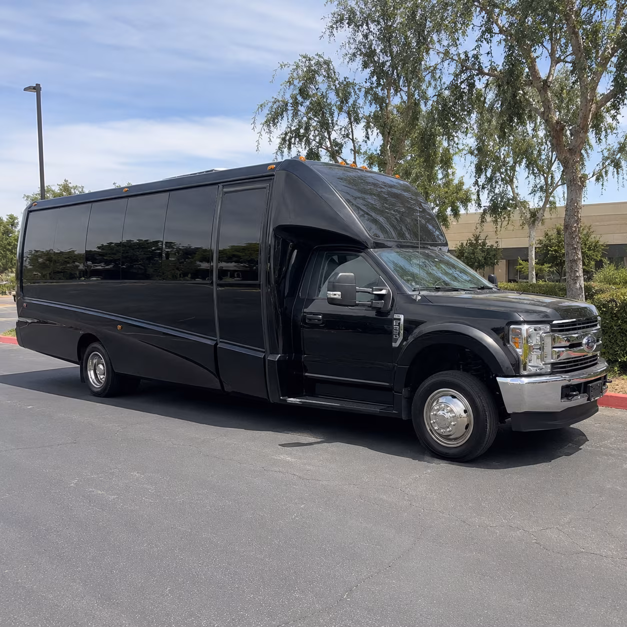 White party bus exterior