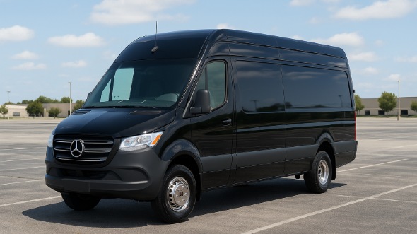 Exterior of Charter Bus Company Portage's 14 Passenger Sprinter Limousine in Portage