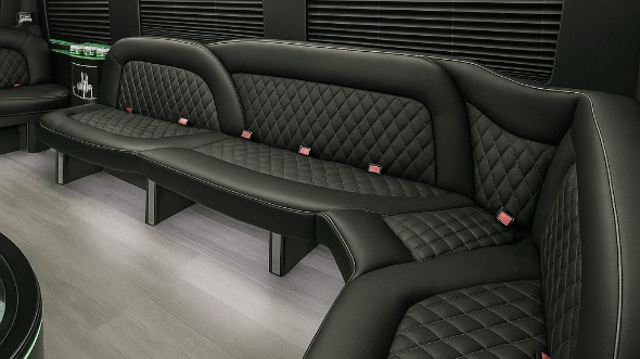 Interior of Charter Bus Company Hope's 15 Passenger Party Bus in Hope