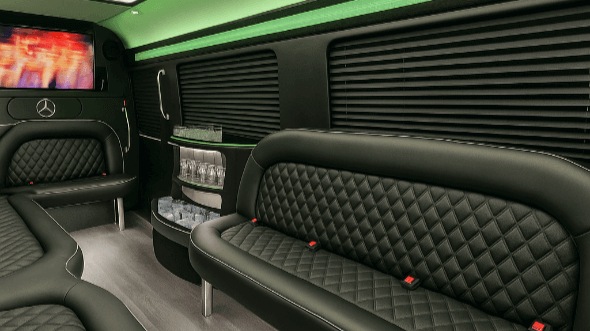 Interior of Charter Bus Company Palmer's 15 Passenger Party Bus in Palmer
