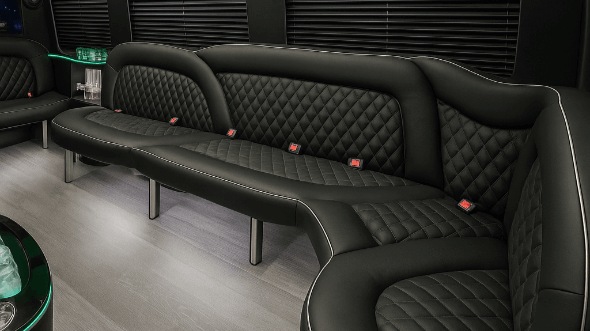 Interior of Charter Bus Company Seward's 18 Passenger Party Bus in Seward