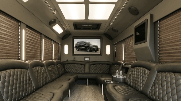 Interior of Charter Bus Company Kenai's 20 Passenger Party Bus in Kenai