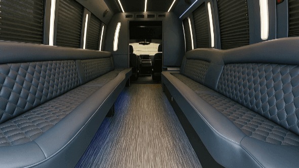 Interior of Charter Bus Company Girdwood's 28 Passenger Party Bus in Girdwood