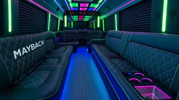 Interior of Charter Bus Company Palmer's 40 Passenger Party Bus in Palmer