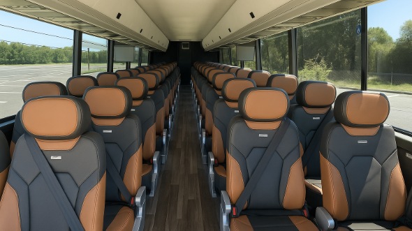 Interior of Charter Bus Company Anchorage's 44 Passenger Charter Bus in Anchorage