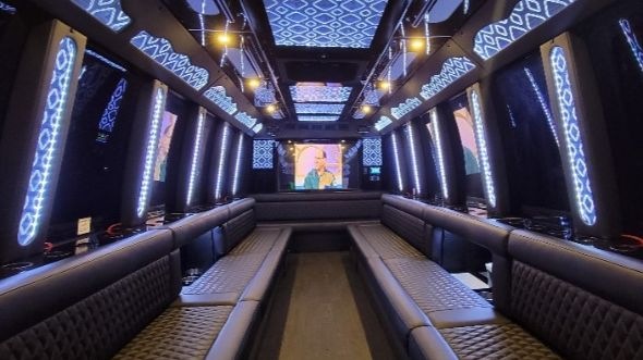 50 passenger party bus interior
