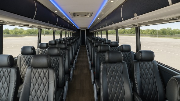 Interior of Charter Bus Company Anchorage's 54 Passenger Charter Bus in Anchorage